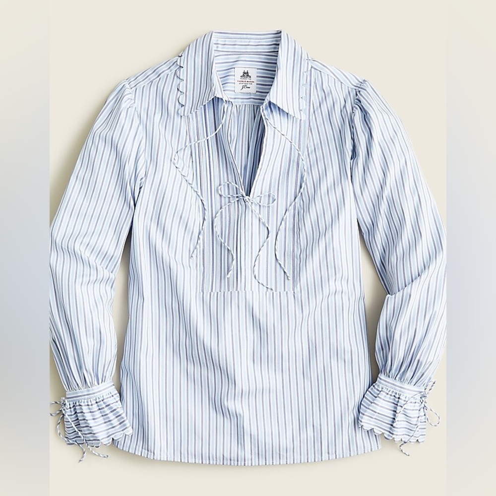 Thomas Mason® for J.Crew scalloped top in stripe